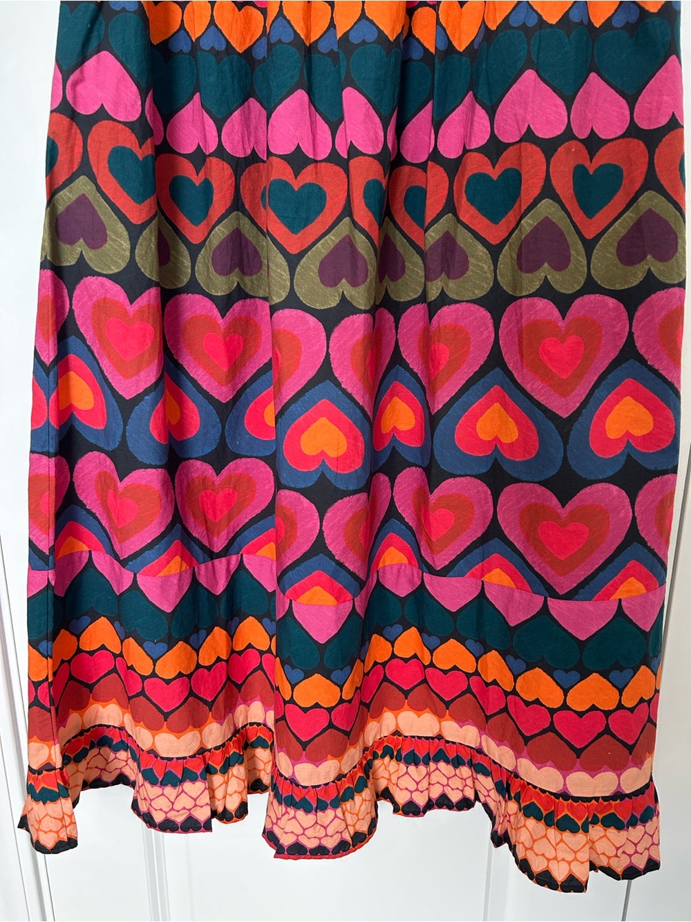 Farm Rio Smocked Cover-Up Dress Anthropologie Tropical Hearts Medium - Picture 5 of 7